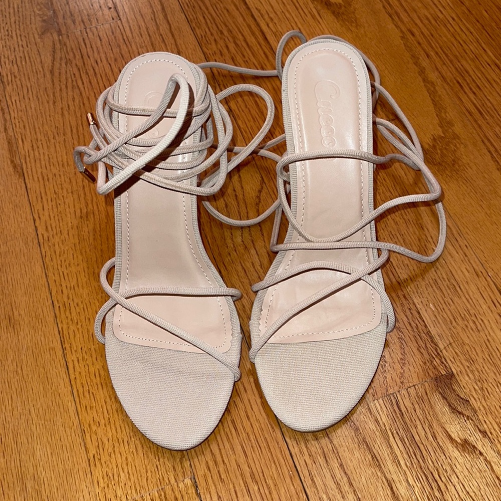 Nude Lace Up Heels